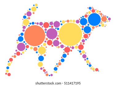 dog shape vector design by color point
