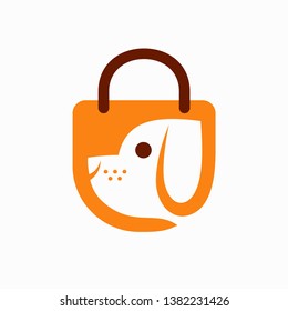 Dog shaped bag vector logo