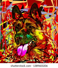 Dog shepherd colorful vector illustration