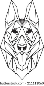 Dog shepherd head in polygonal style vector illustration