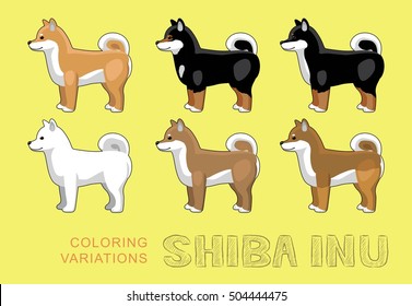 Dog Shiba Inu Coloring Variations Vector Illustration