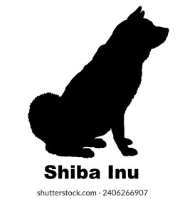 Dog Shiba Inu silhouette Breeds Bundle Dogs on the move. Dogs in different poses.
The dog jumps, the dog runs. The dog is sitting lying down playing
