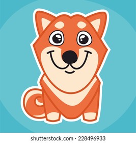 dog Shiba sticker icon blue