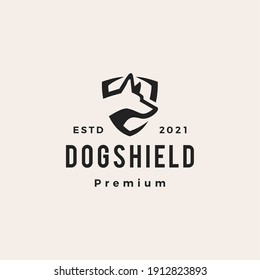 dog shield hipster vintage logo vector icon illustration