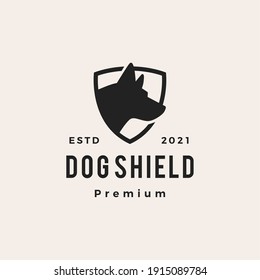 dog shield hipster vintage logo vector icon illustration