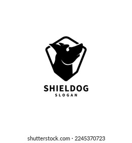 dog in a shield icon logo design illustration