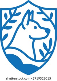 Diseño de logotipo de escudo de perro - estilo de arte de línea simple - marca Corporativa
