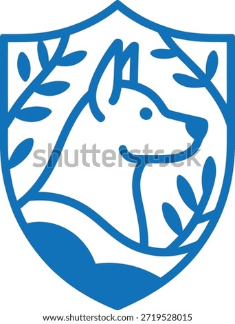 Dog Shield Logo Design - Simple Line Art Style - Corporate Branding