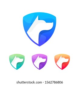 Dog Shield Logo Design Vector Template