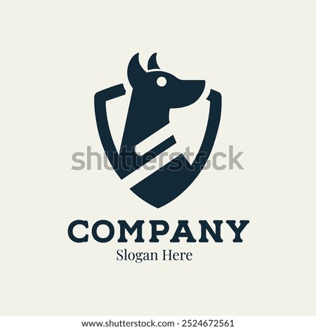 Dog in shield logo illustration vector