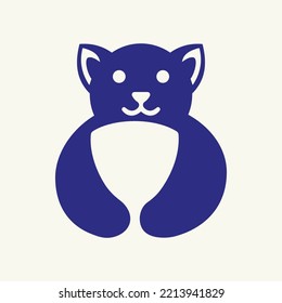 Plantilla de vectores de concepto de espacio negativo con el logotipo de Escudo de Perro. Símbolo del Escudo de sujeción de perro