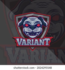 dog with shield mascot esport logo design logo template, tshirt team.