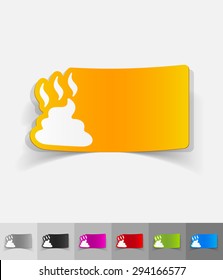 dog shit paper sticker with shadow. Vector illustration