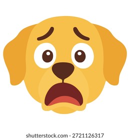 dog shocked face expression pet animal flat color vector illustration template design