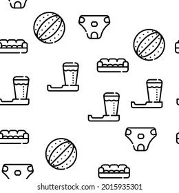 Dog Shop Accessories Vector Seamless Pattern Thin Line Illustration