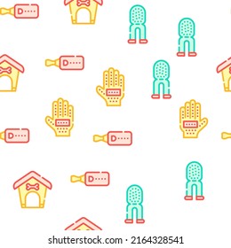 Accesorios para Tiendas de Perros Vector Línea de color sin problemas Ilustración