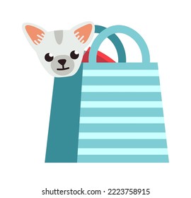 Dog in a shopping bag Animal icon. Vector illustration