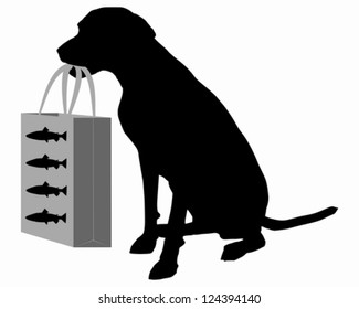 Dog shopping fish