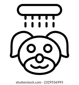 Vector de contorno de icono de ducha de perro. bañera de hidromasaje. Lavado de mascotas