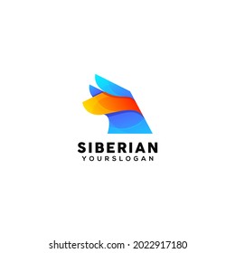 dog siberian colorful logo design template