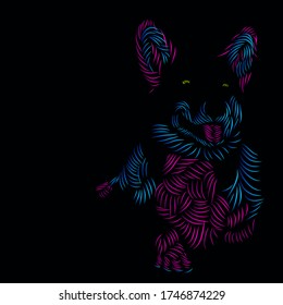 the dog siberian husky pet line pop art potrait colorful logo design with dark background