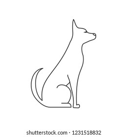 dog side view linear illustration. Pets and grooming