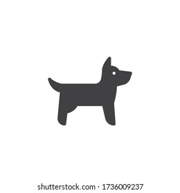 Dog side view vector icon. filled flat sign for mobile concept and web design. Standing dog glyph icon. Symbol, logo illustration. Vector graphics