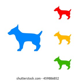 Dog sign illustration. Colorful set of icon - blue, red, yellow, green.