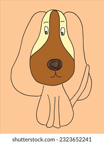 Dog sign illustration image. 
Hand drawn image artwork of dog. 
Simple cute original logo.
Hand drawn vector illustration for posters, cards, t-shirts.