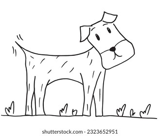 Dog sign illustration image. 
Hand drawn image artwork of dog. 
Simple cute original logo.
Hand drawn vector illustration for posters, cards, t-shirts.