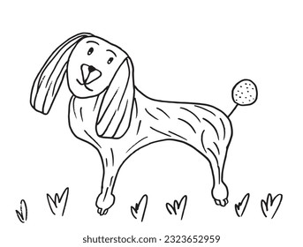 Dog sign illustration image. 
Hand drawn image artwork of dog. 
Simple cute original logo.
Hand drawn vector illustration for posters, cards, t-shirts.
