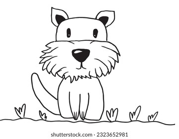 Dog sign illustration image. 
Hand drawn image artwork of dog. 
Simple cute original logo.
Hand drawn vector illustration for posters, cards, t-shirts.