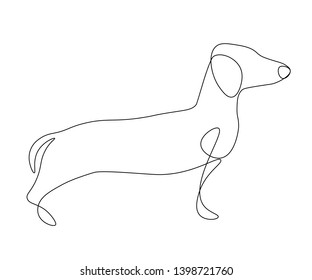 Dog silhouette animal dachshhund puppy one line drawing vector illustration