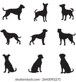 Dog Silhouette, Animal Silhouette Illustration. Silhouette Dog on white background. 