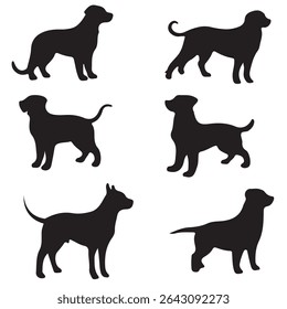 Dog Silhouette, Animal Silhouette Illustration. Silhouette Dog on white background. 