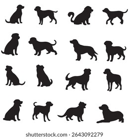 Dog Silhouette, Animal Silhouette Illustration. Silhouette Dog on white background. 