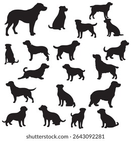 Dog Silhouette, Animal Silhouette Illustration. Silhouette Dog on white background. 