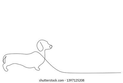 Dog silhouette animal line drawing vector illustration