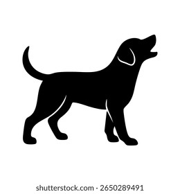 Dog Silhouette Barking Isolated on White Background