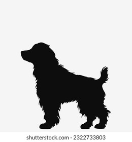 Dog silhouette. Black silhouette on white background. Vector illustration