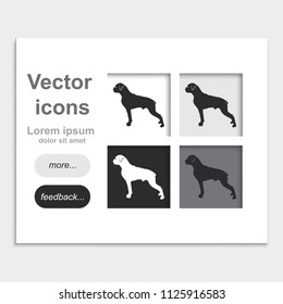 Dog silhouette. Boxer flat placed on web page template vector icon.