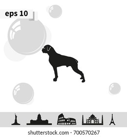 Dog silhouette. Boxer icon.