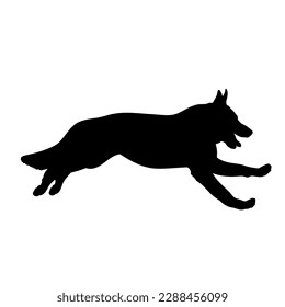 Dog silhouette. Dog breed. German shepherd runs Vector Animal. Pet