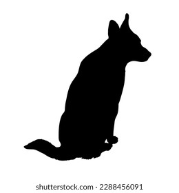 Dog silhouette. Dog breed. Vector German shepherd sitting
