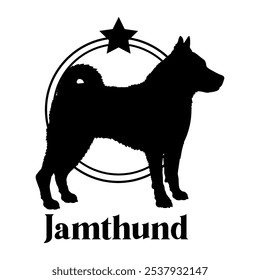 Jämthund perro silueta, perro, razas de perro, logotipo, Vector, silueta, diseño de logotipo, animal, ilustración, icono, signo, diseño, negro, símbolo, mascota