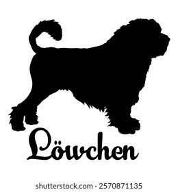 Löwchen dog silhouette, dog breeds, logo, vector, silhouette,  animal, illustration, icon, sign, design, black, symbol, pet, love
