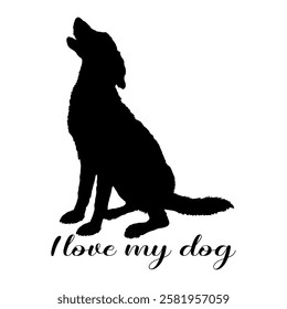 dog silhouette, dog, dog breeds, logo, vector, silhouette, i love my dog, animal, illustration, icon, sign, design, black, symbol, pet, love
