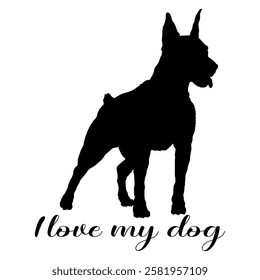 dog silhouette, dog, dog breeds, logo, vector, silhouette, i love my dog, animal, illustration, icon, sign, design, black, symbol, pet, love
