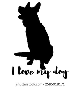 dog silhouette, dog, dog breeds, logo, vector, silhouette, i love my dog, animal, illustration, icon, sign, design, black, symbol, pet, love
