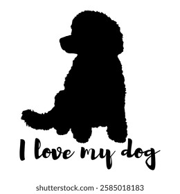 dog silhouette, dog, dog breeds, logo, vector, silhouette, i love my dog, animal, illustration, icon, sign, design, black, symbol, pet, love
